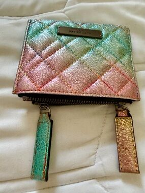 Kurt Geiger Iridescent Multicolor Quilted Leather Wallet Like New